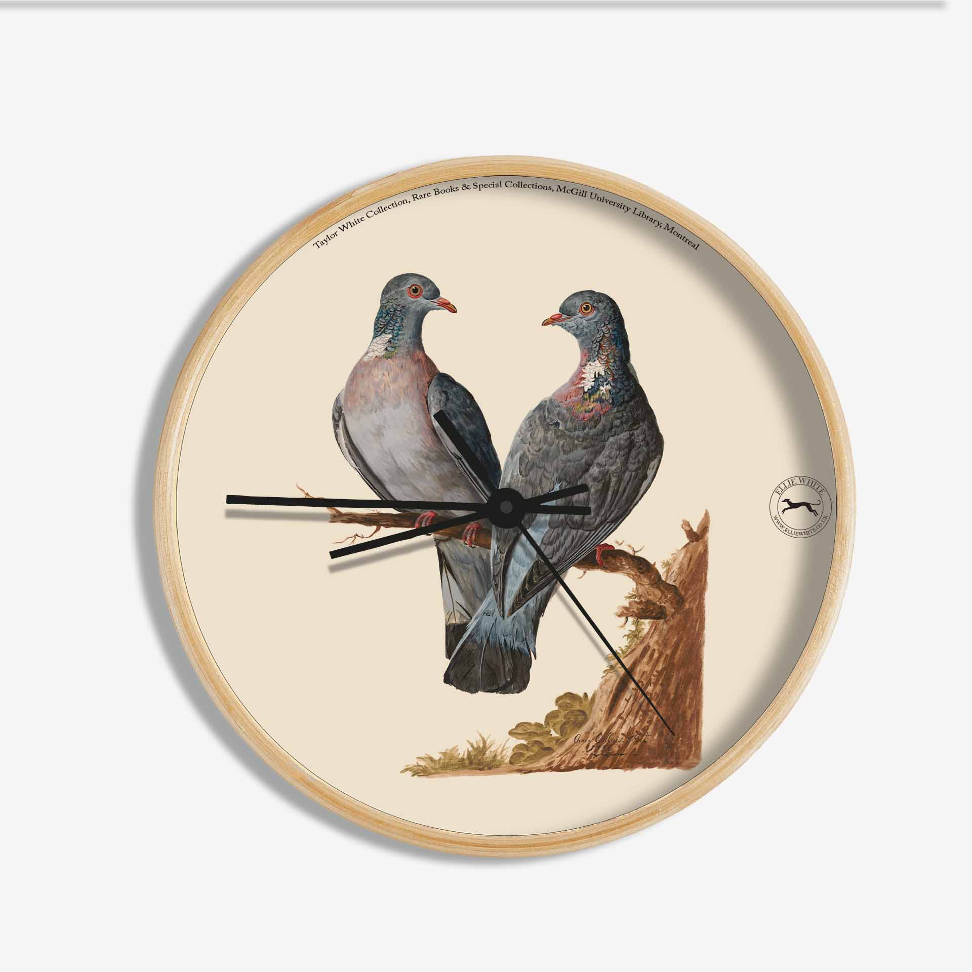 Wood Pigeon Wall Clock